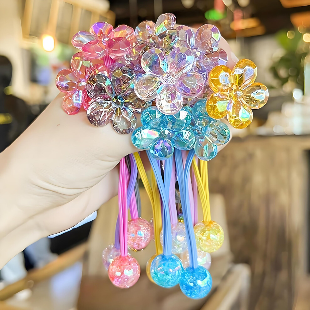 Liyazhil 12Pcs Ball Charm Hair Ties For Little Girls Colored Camellia Bead Rubber Band Bubble Hair Ties With Balls No Damage Ponytail Holders For Toddler Gir