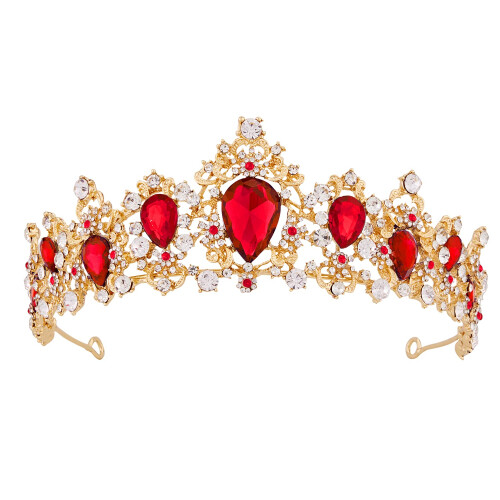 Coroa Rainha de Copas, Tiara Vofler Evil Queen com Cristal Ruby Acessórios para Mulheres