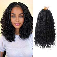 Goddess Boho Box Braids Crochet Cheveux pour Femmes Noires 8 Paquets 10 Pouces Pr-Boucls Bob Boho 3X Crochet Tresses pour Femmes Noires Syntht