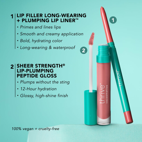 Thrive Causemetics Conjunto de Gloss Labial e Lápis Rosa Perfeito com Necessaire 1