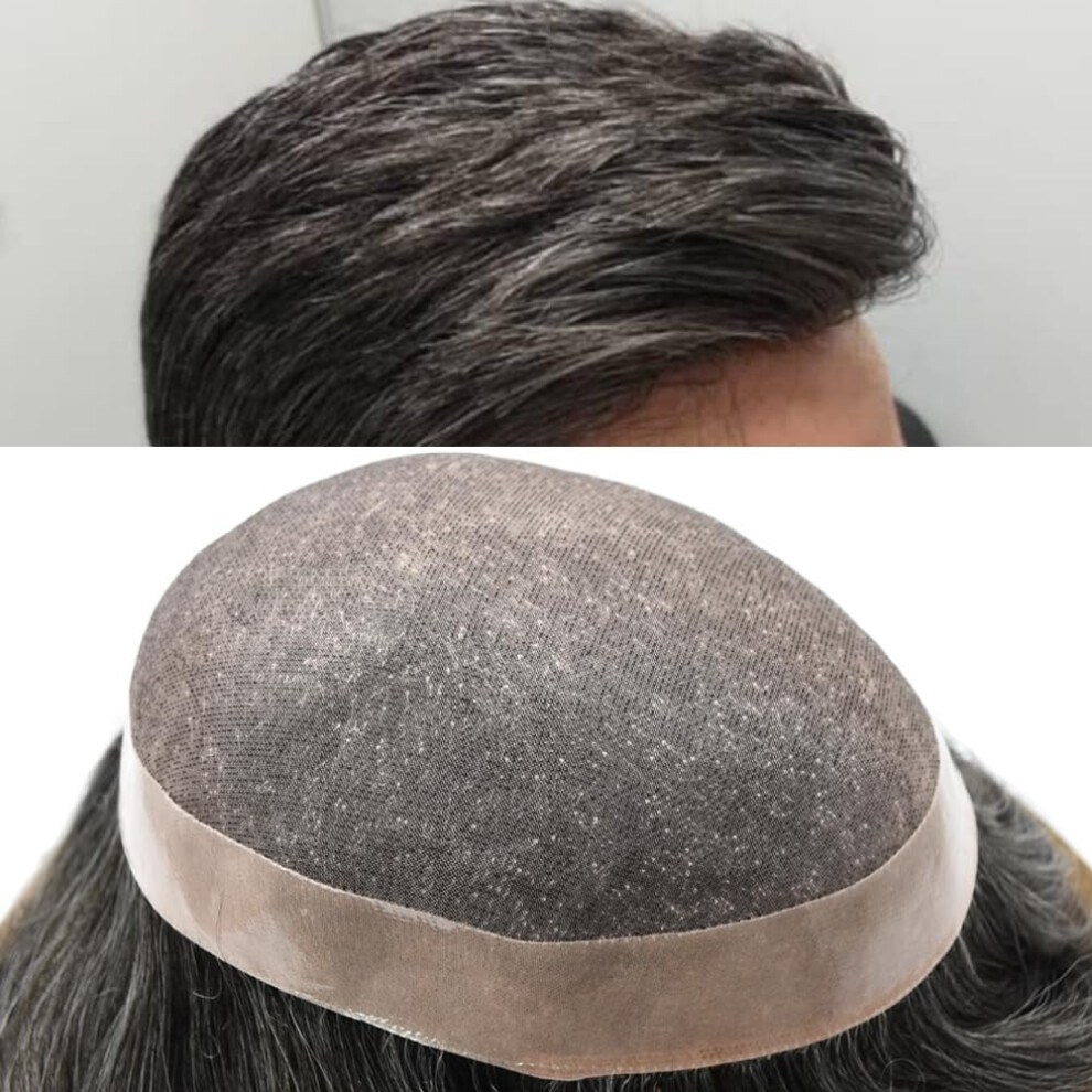 Lyrical Hair Unisex Toupee For Men Hair System Replacement Monofilament Mens Toupee Hairpiece Durable Poly Coated Npu Around Wig For Men Human Hair Piece Un