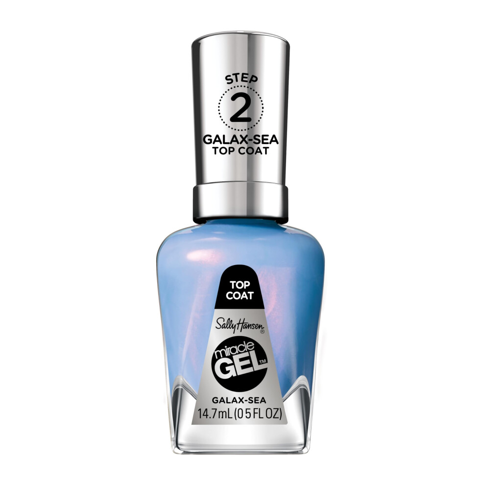 Sally Hansen Blue Miracle Gel Galax-Sea Topcoat Quick Dry Long Lasting Sheer Glittery Nail Polish