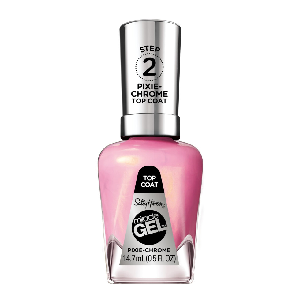 Sally Hansen Pink Miracle Gel Pixie Chrome Topcoat Quick Dry Long Lasting Sheer Glittery Nail Polish