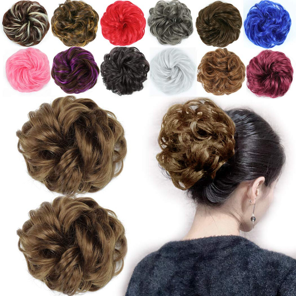 Liliyab Unisex Messy Hair Bun Hair Piece 2Pcs Curly Bun Messy Hair Piece Hair Buns Hair Bun Extension Fake Hair Scrunchie(6)