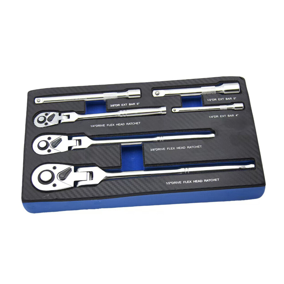 6Pc Ratcheting Head Wrench Kit With 180 Degree Rotates-6Pc Blue 7696000234663