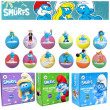 Die Schlmpfe Badebomben mit Actionfiguren  Brainy Handy Smurf Blossom und Azrael (Pack 3)