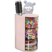 Hair Accessories Organizer with Hair Brush Holder Rotatable Makeup Brush Holder for Necklaces Earring Bracelet Ring Makeup Brushes Hair Clip an