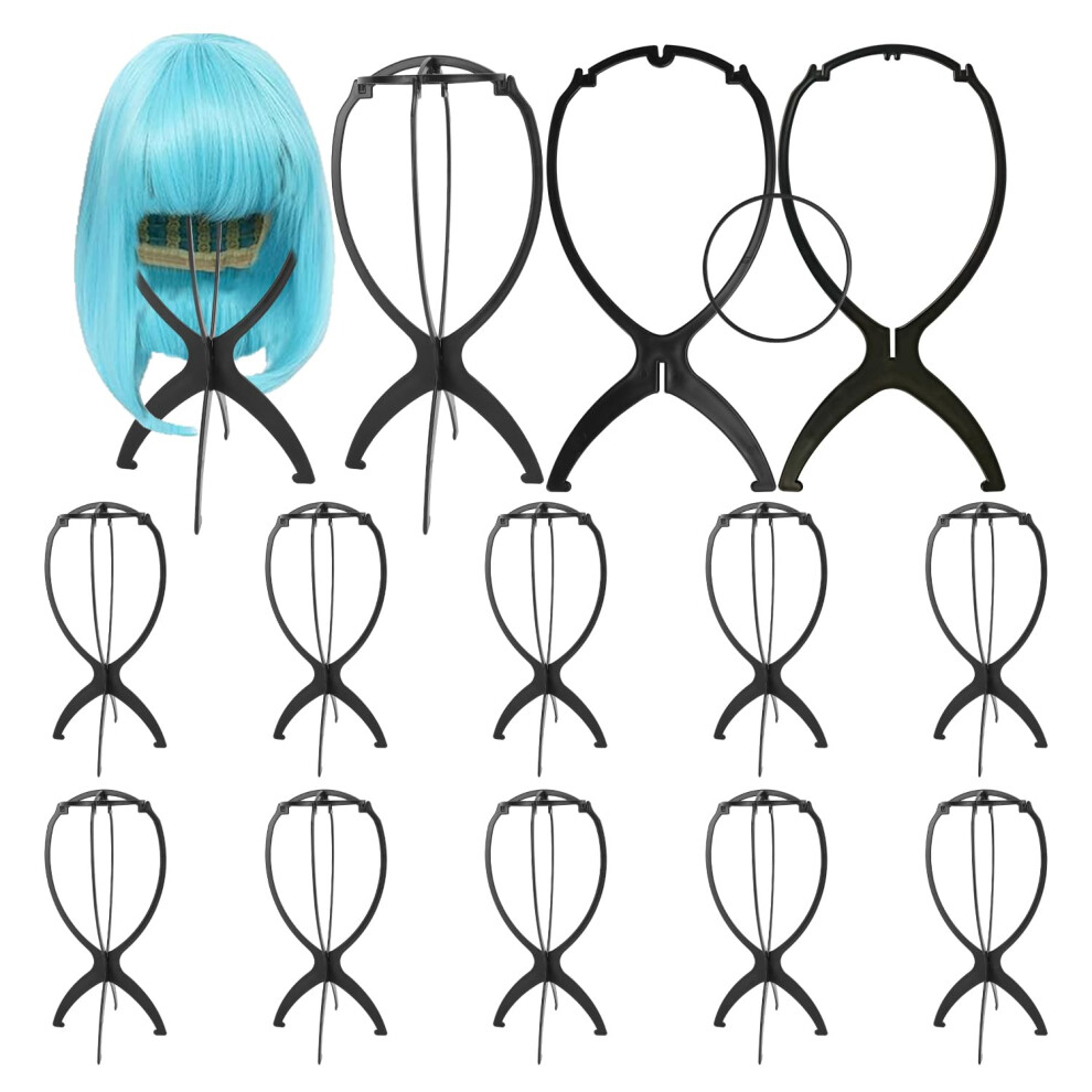 Kuklipjim Unisex 39 Pack 14 Inch Wig Stand Durable Travel Stand For Multiple Wigs Lightweight Collapsible For Easy Storage & Transport Maintain Wigs In