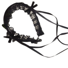 caralin Kvinder fl?sede blonder S?d pandeb?nd Steampunk japansk stil b?nd knude h?rb?jle stuepige kostume h?rtilbeh?r Sort
