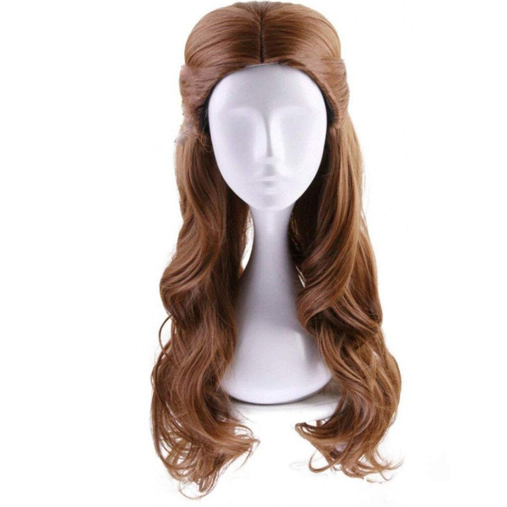Deifor Long Brown Wavy Synthetic Hair With Braid Updo Buns Wig For Women Cosplay Wigs (Light Brown)