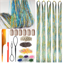CelineBella Rainbow Hair Talmi Jgkristly Hats Egyszlas Arany Ezst Kk Vegyes Sznek 5 db 48 hvelykes Holl Fnypontok Szikrz csillog tndr