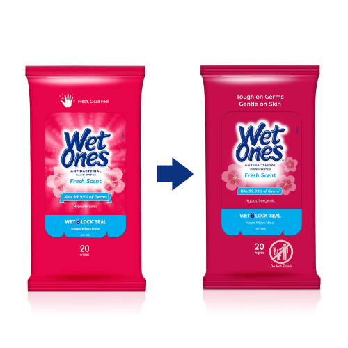 Lingettes Antibactériennes Wet Ones, 20 Lingettes (Pack de 10) 1