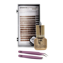 Kit de Extensiones de Cejas KC Republic con 1 x Bandejas de Pestañas de Mink Marrón 5-8 Mm