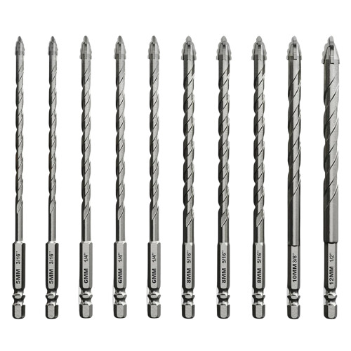 10Pcs 5/6/8/10/12mm Eccentric Twist Drill Bit Four Edge-Set one
