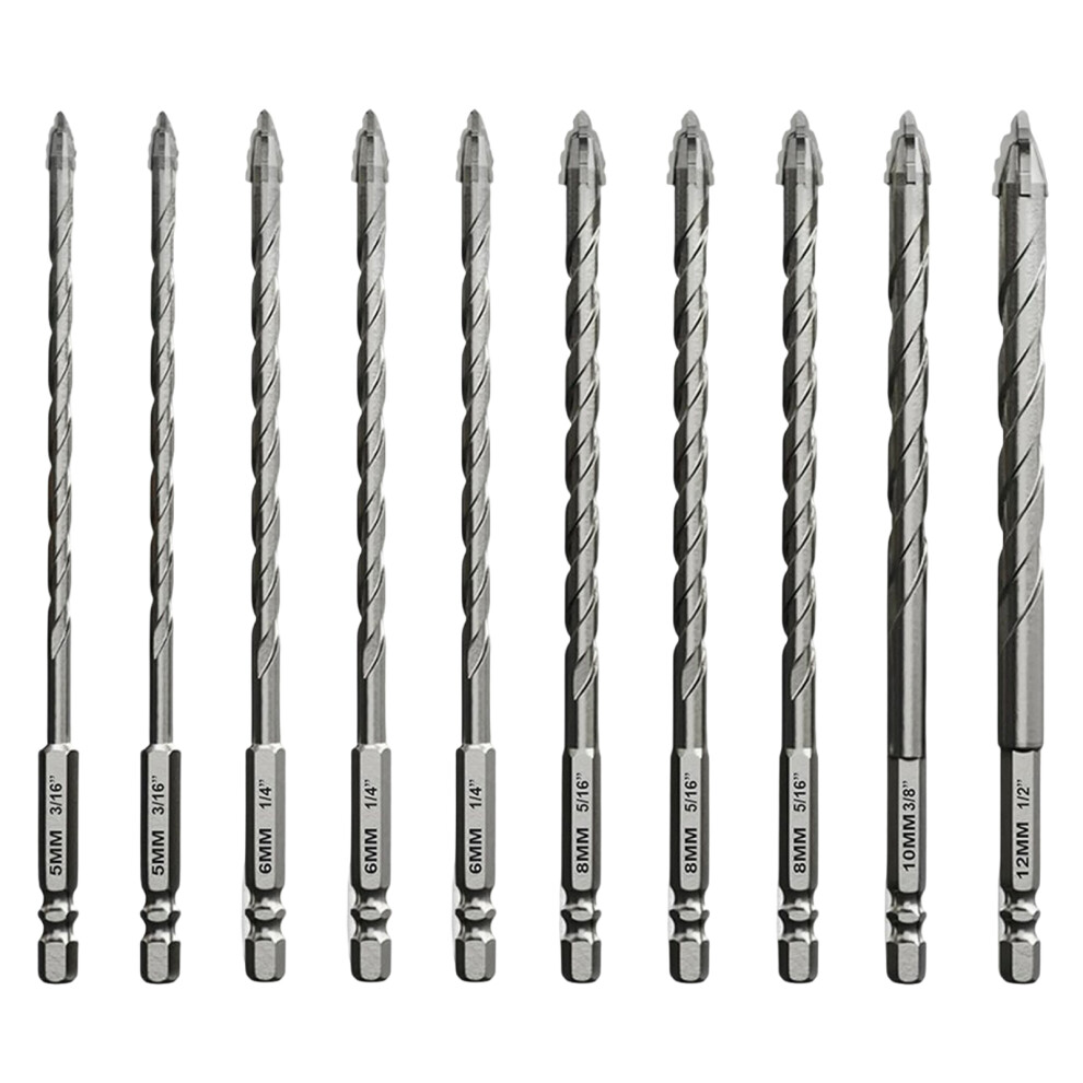 10Pcs 5/6/8/10/12Mm Eccentric Twist Drill Bit Four Edge-Set One 7696000235530