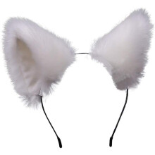 Jowxsx Cute Cat Ears Pandeb?nd Langt Pels R?ve?rer Cosplay Pandeb?nd med Klokker Hovedbekl?dning H?rb?nd til Fest Kostume Halloween H?rb?jle Hvid