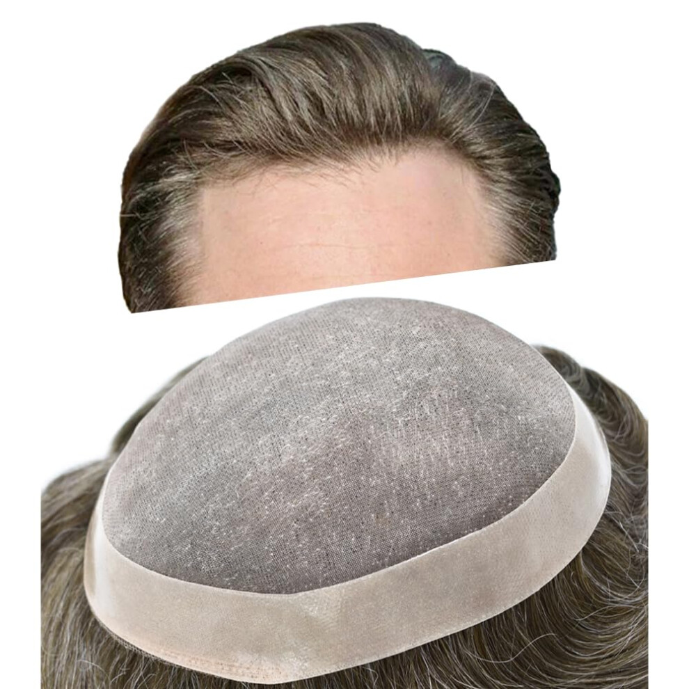 Lyrical Hair Unisex Toupee For Men Hair System Replacement Monofilament Mens Toupee Hairpiece Durable Poly Coated Npu Around Wig For Men Human Hair Piece Un
