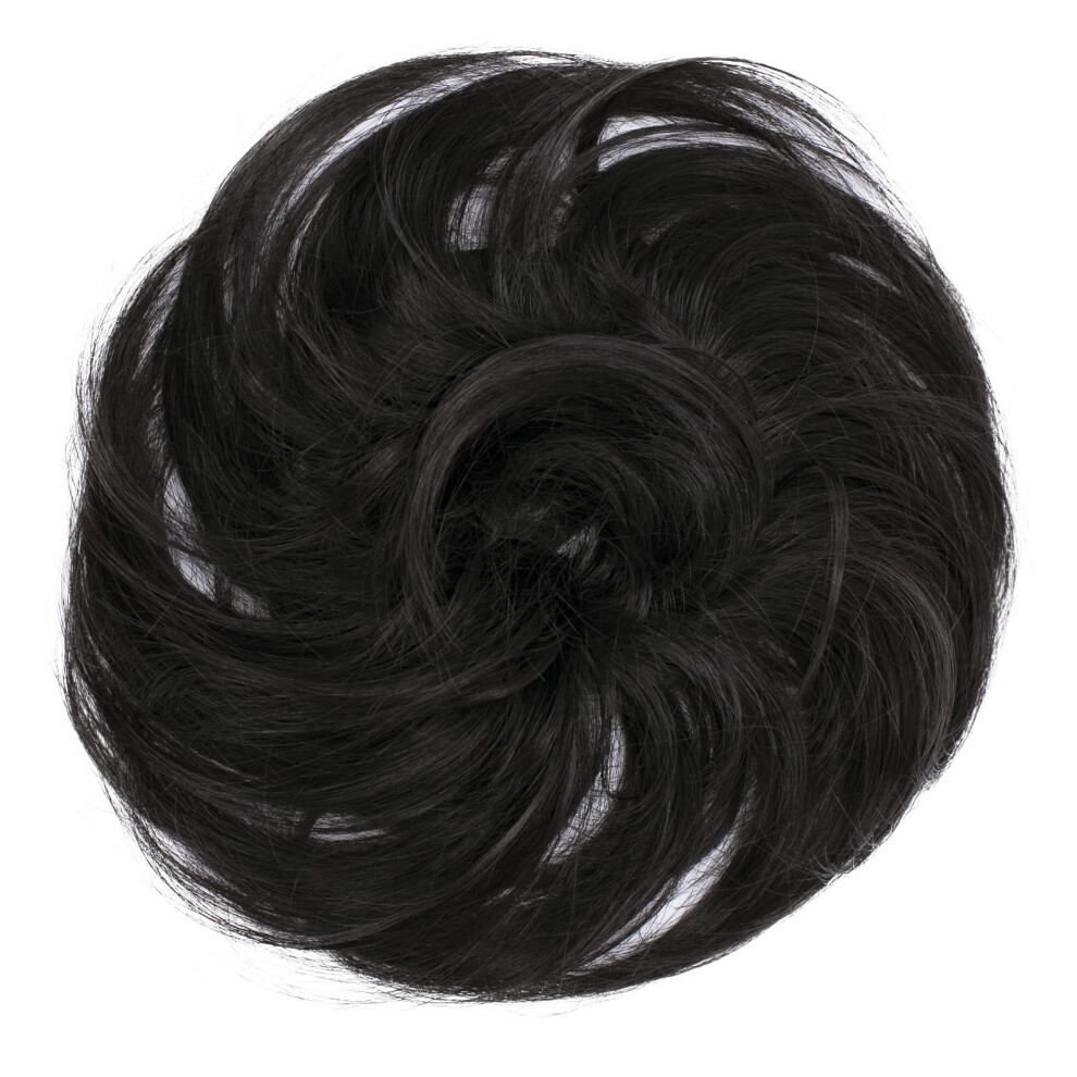 Caisha Unisex Black Synthetic Fiber Hairpiece Scrunchie Scrunchy Updo Slightly Wavy Natural G41b