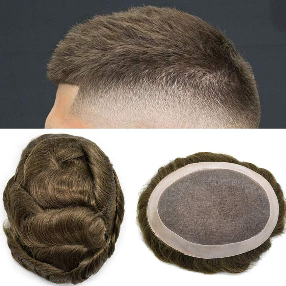 Lyrical Hair Unisex Toupee For Men Hair System Replacement Monofilament Mens Toupee Hairpiece Durable Poly Coated Npu Around Wig For Men Human Hair Piece Un
