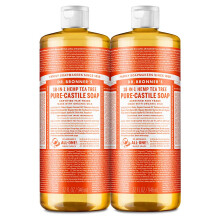 Dr. Bronner's - Sapone Liquido Pure-Castile (Tea Tree, 32 once, 2-Pack) - Con Oli Biologici, 18 usi