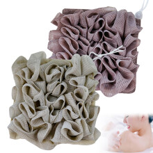QIYUDA 2st Loofah Duk fr Bar Soap Loofah Tvttlapp Duschboll 2-i-1 (gr och brun)