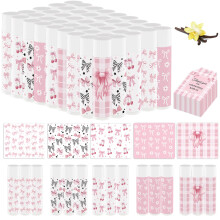 Confezione da 50 bomboniere per baby shower con fiocco rosa, balsamo per labbra sfuso, regali per ragazze per addio al nubilato, fiocco rosa, idr