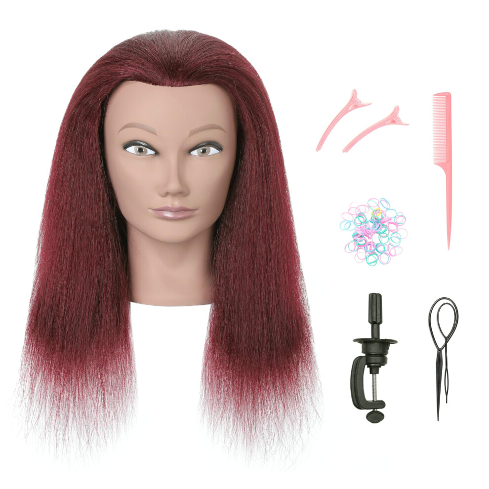 Lecipo Unisex 100% Real Human Hair Mannequin Head With Stand Manikin Cosmetology Doll Training Head For Hairdresser Practice Braiding Styling Curling Cuttin