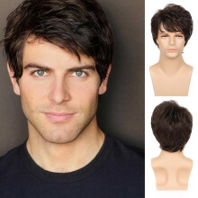 Sallcks Parrucca da Uomo Corto Marrone Sintetica Cosplay Costume