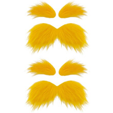 2 Set Baffi Gialli e Sopracciglia Halloween Set Barba Finta Autoadesiva Novit? Finte Accessori per Costumi Cosplay per Halloween Festa di Natale