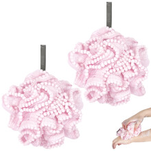 Biiange Pink Loofah, Shower Bath Spong, Soft Shower Loofahs Balls, Globose lace Shower Ball, for Body Wash Scrubber Cleaning Loofah Bathroom Accessori