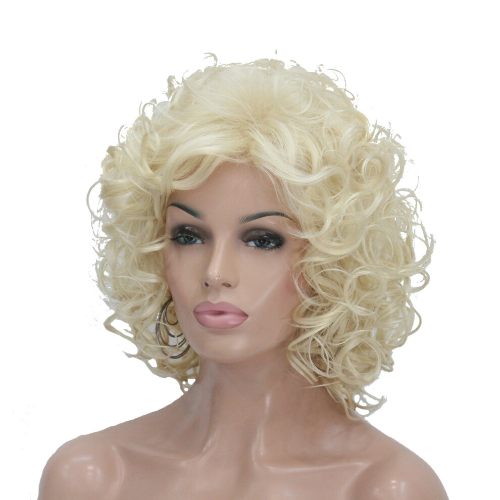 Lydell Unisex Short Soft Super Curly Layered Natural Movement Synthetic Wigs (613 Blonde)
