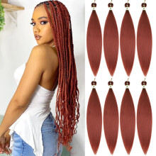 Pelo trenzado sintético pre estirado de 24 pulgadas color 350 y marrón rojizo 8 packs