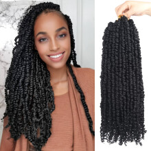Passion Twist horgolt haj fekete nok szmra Elohurkolt 18 hvelykes horgolt Passion Twist elocsavart 8 csomagos fonat szintetikus bohm csavart gnd