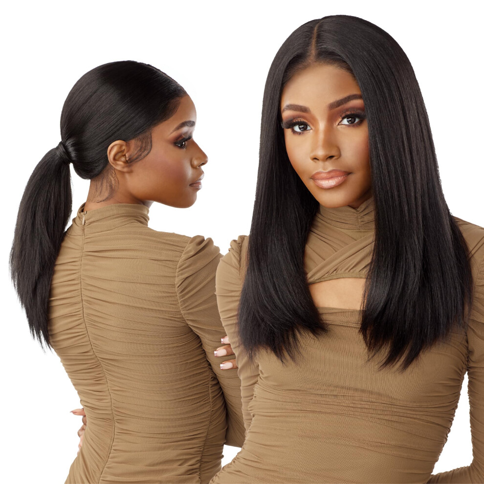 Sensationnel Unisex Butta 360 Lace Wigs - Unit 1 Wider Parting 360 Degree Lace Glueless Synthetic Preplucked Hairline (1B Offblack)