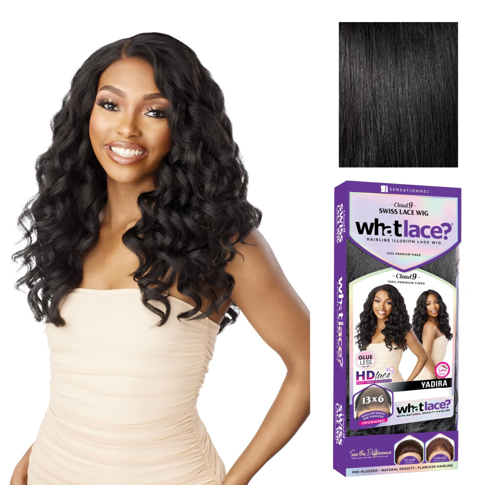 Sensationnel Unisex What Lace 13X6 Wigs - Yadira Lacefrontal Hand Tied Glueless Synthetic With Natural Density Preplucked Hairline (1B Offblack)