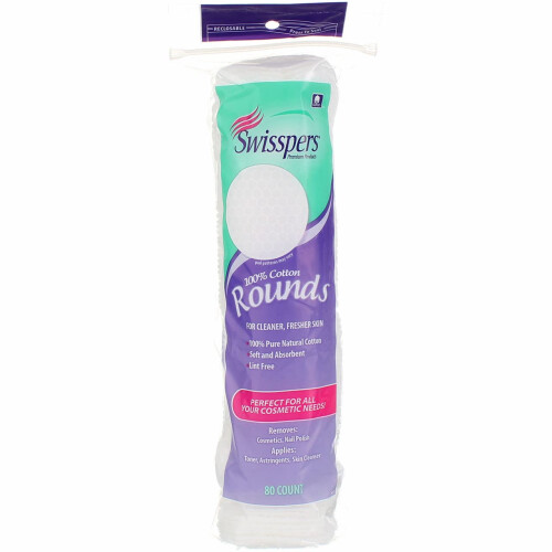 Swisspers Dischetti di Cotone 80 Pezzi 100% Cotone (2 Pezzi) 2