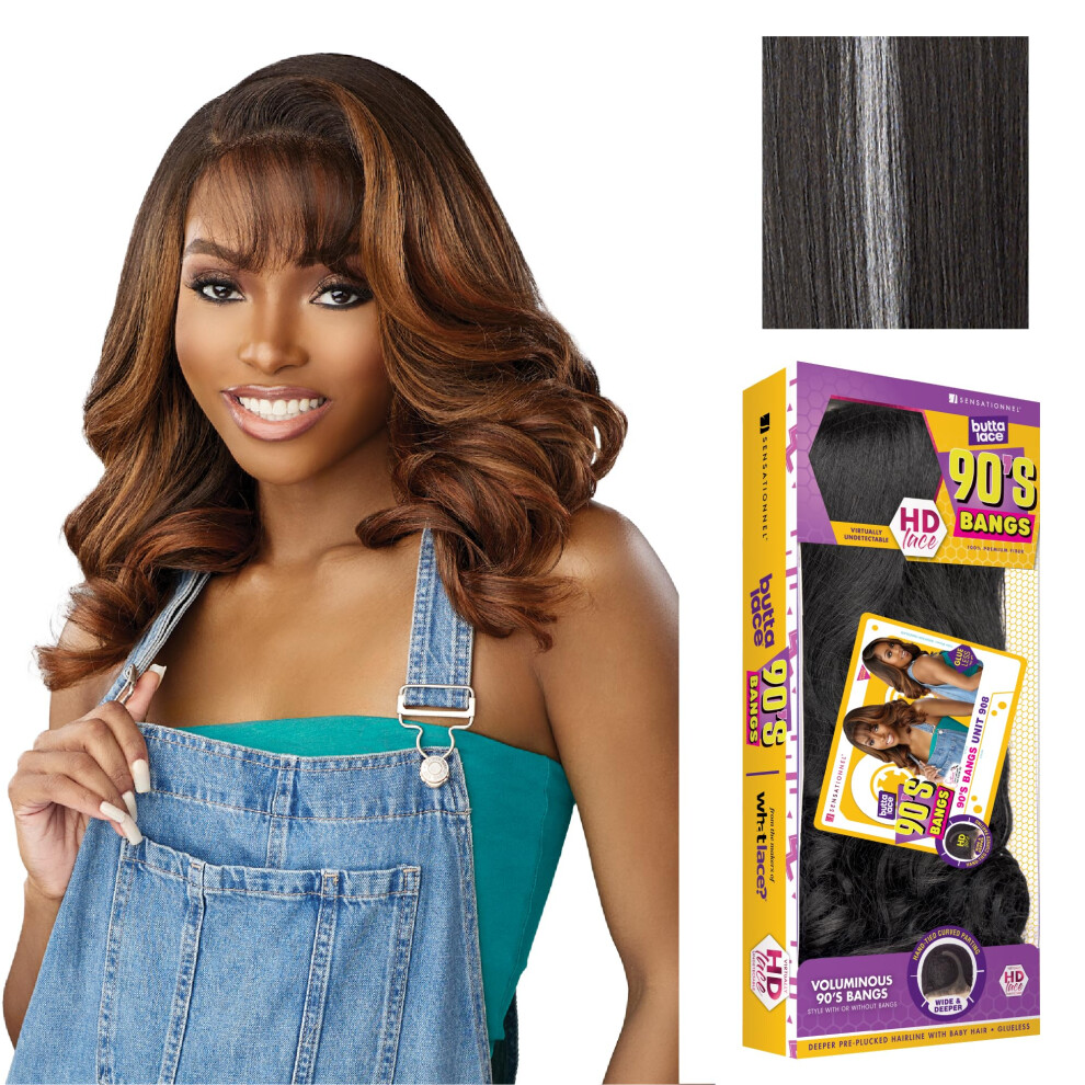 Sensationnel Unisex Butta Lace 90Sbangs Wigs - Unit 908 Glueless Wide Deep Part Synthetic Preplucked Hairline (Balayageplatinum)