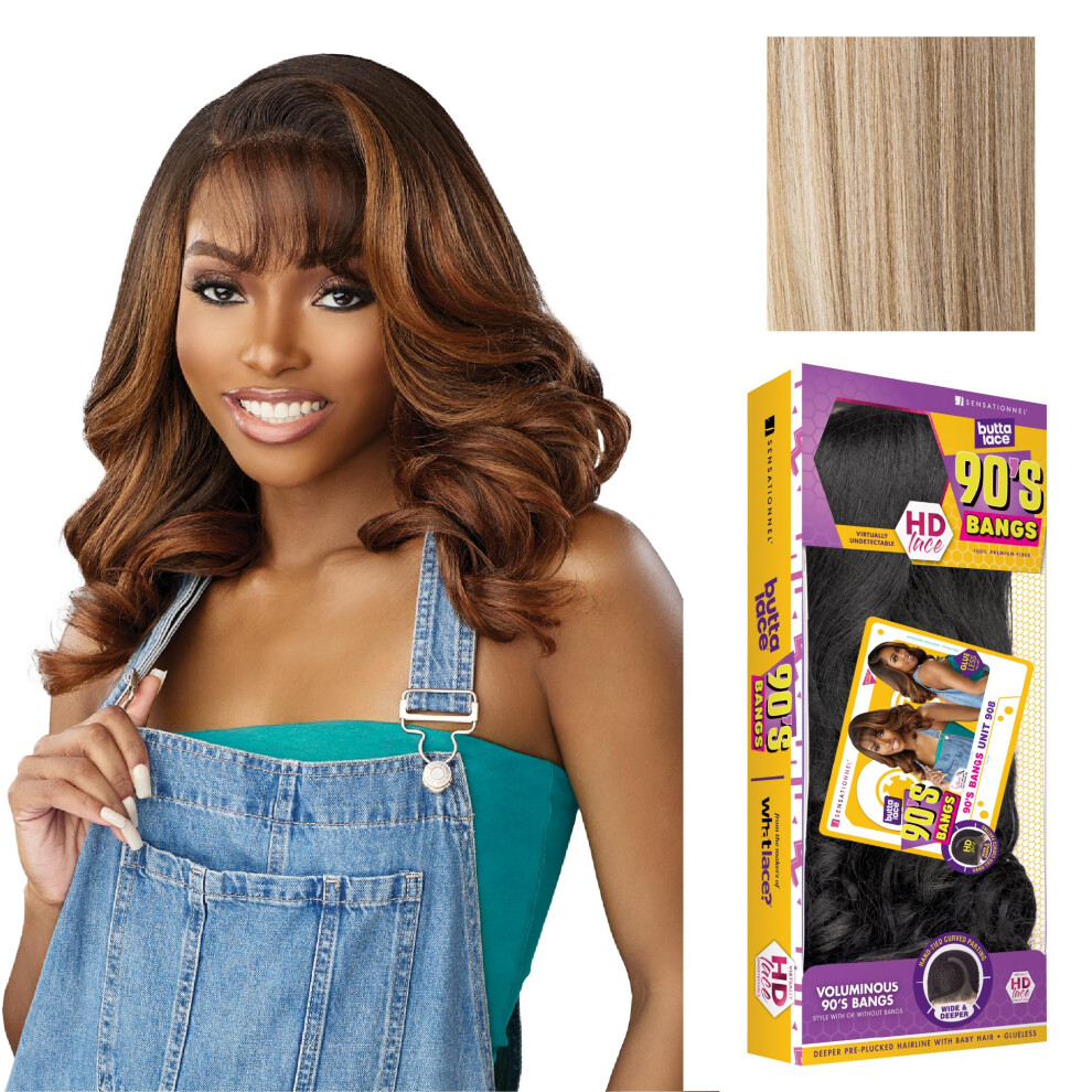 Sensationnel Unisex Butta Lace 90Sbangs Wigs - Unit 908 Glueless Wide Deep Part Synthetic Preplucked Hairline (Balayageashblonde)