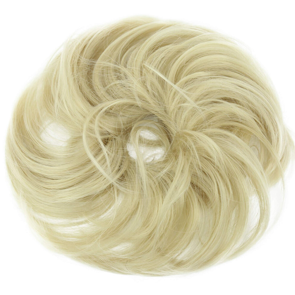 Caisha Unisex Light Synthetic Fiber Hairpiece Scrunchie Scrunchy Updo Slightly Wavy Blonde Mix G14b