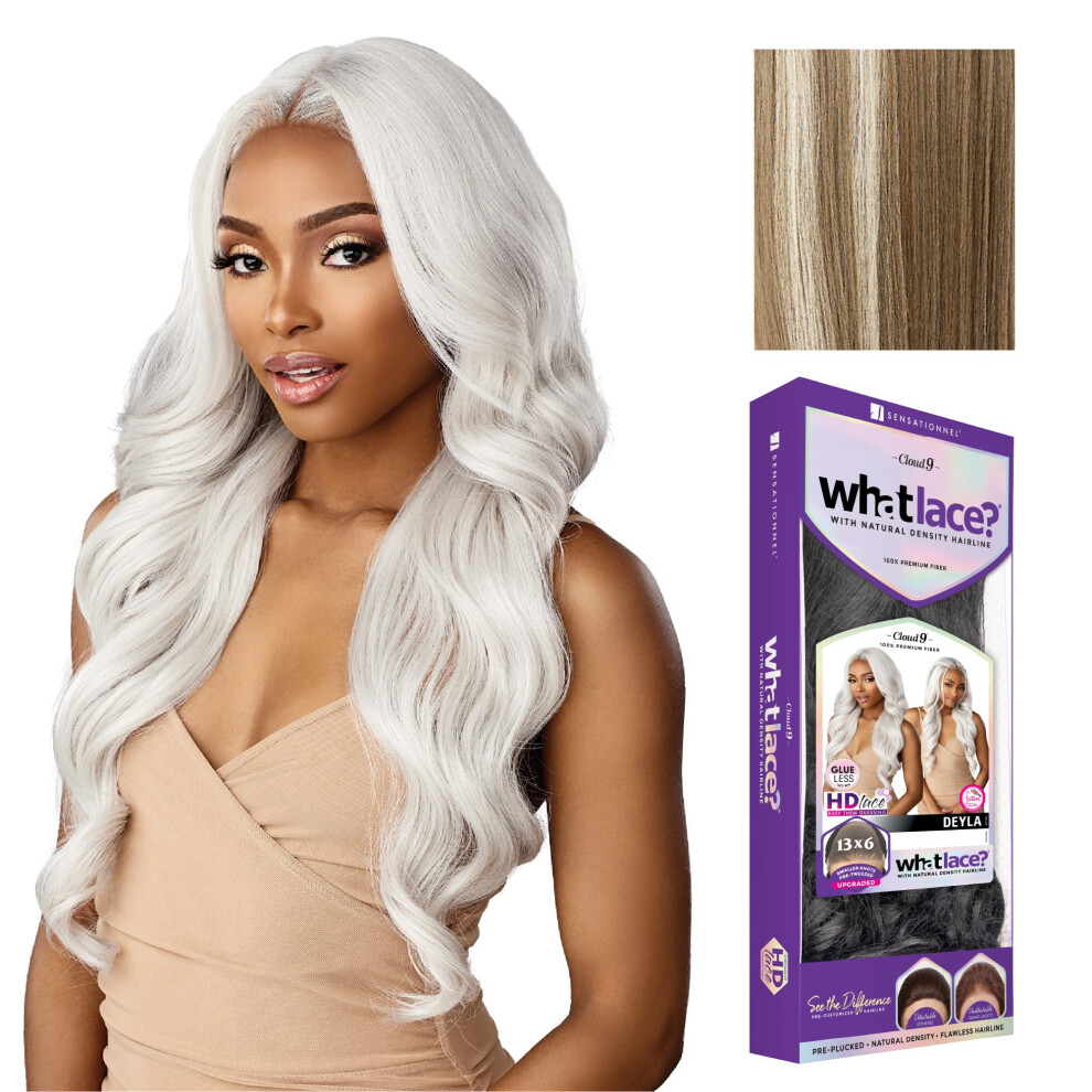 Sensationnel What Lace 13X6 Wigs - Deyla Lacefrontal Hand Tied Glueless Synthetic With Natural Density Preplucked Hairline (Balayagelightashblonde)