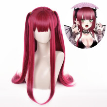Lucoacos Anime Cosplay Peruk Rizu Kyun Little Devil Wig Rose Rd Lng Raka Pigtails peruk Halloween Fest Kostym Peruker