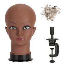 koskusder Kaal Mannequin Hoofd Vrouwelijke Professionele Cosmetologie Training Mannequin Kaal voor Pruik Maken en Display Afro-Amerikaanse Mannequin