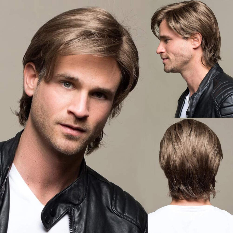 Sallcks Unisex Mens Short Blonde Wig Short Layered Fluffy Natural Looking Synthetic Halloween Cosplay Costume Wigs For Men