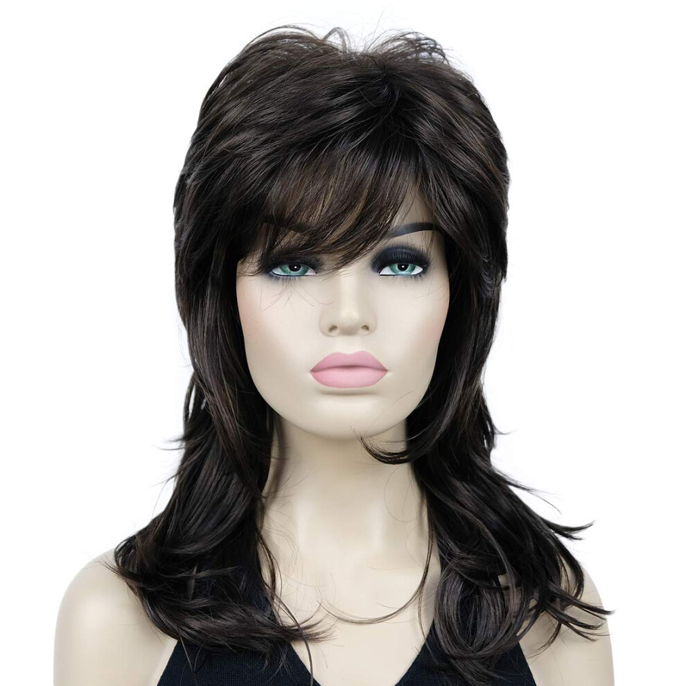 Lydell Unisex Brown Long Soft Shaggy Layered Classic Cap Full Synthetic Wig Wigs (Chestnut )