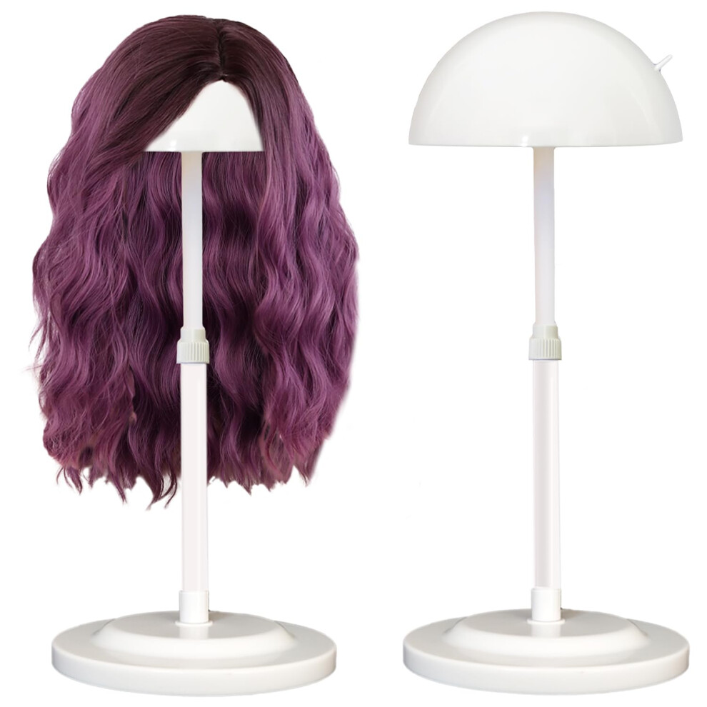 Wiziwi Unisex White Wig Stand 1Pc Adjustable Height Plastic Wig Head Stand Portable Wig Holder Stands Non-Slip Wig Head Holders Sturdy For Multiple Wigs And Hats S