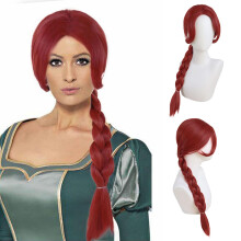 GNIMEGIL Parrucca per costume resistente al calore marrone rossastro intrecciata lunga per cosplay Fiona Costume da donna Parrucca intrecciata ro