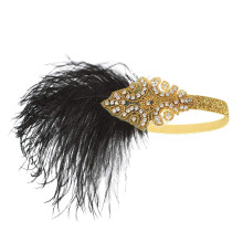 1920'er tilbeh?r Flapper pandeb?nd Art Deco Roaring 20'er hovedbekl?dning til kvinder Gatsby kostume h?rklemme 08Guld