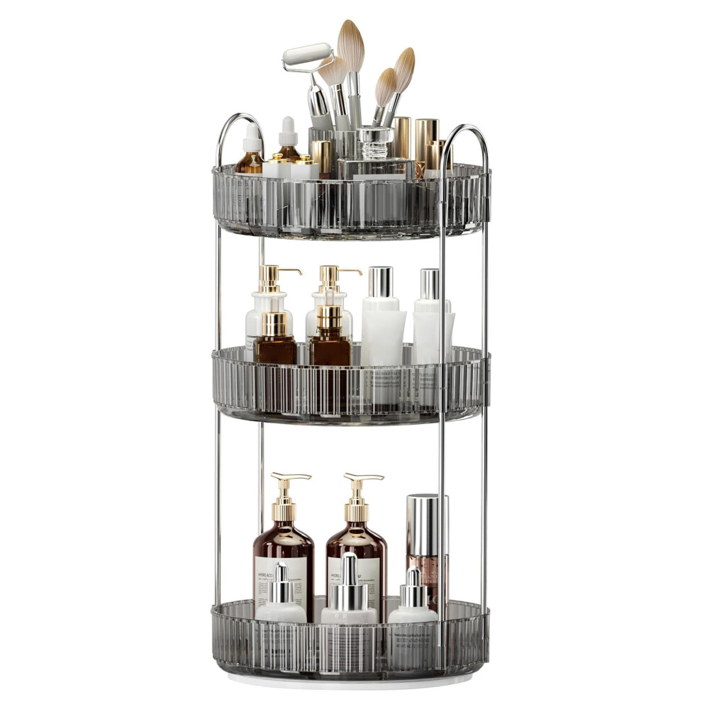 Befsop 360 Rotating Makeup Organizer Upgraded 3 Tier Skincare Perfume Organizers For Women Bathroom Organizer Countertop Clear Cosmetic Dresser Organizer