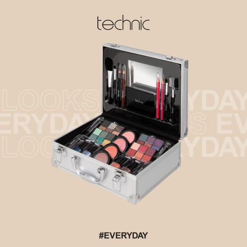 Technic 28 Pcs Professional Carry & Storage Train Case Including Beauty Makeup Cosmetics & Tools 1