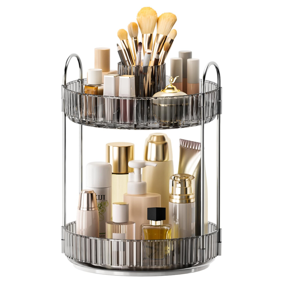 Befsop 360 Rotating Makeup Organizer Upgraded 2 Tier Skincare Perfume Organizers For Women Bathroom Organizer Countertop Clear Cosmetic Dresser Organizer